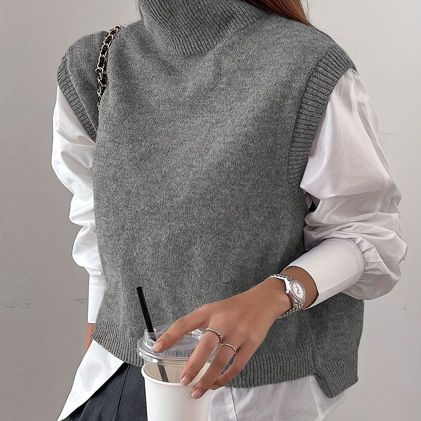 Liora High Neck Knit Vest