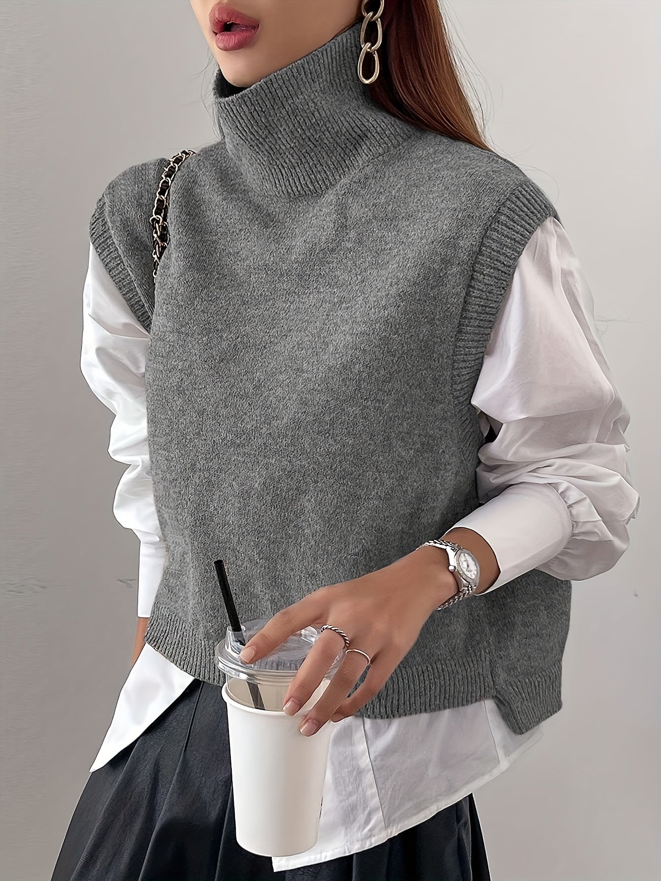 Liora High Neck Knit Vest