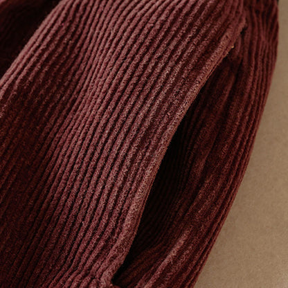 Color Contrast Corduroy Cotton Women's Thermal Fleece-Lined Harem Pants With Pockets