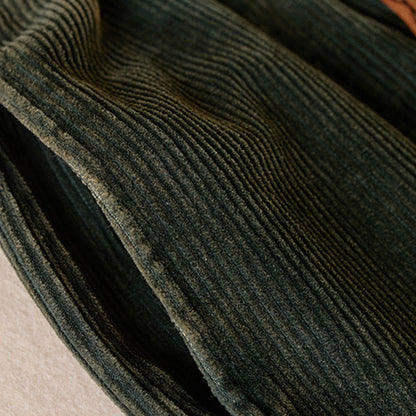 Color Contrast Corduroy Cotton Women's Thermal Fleece-Lined Harem Pants With Pockets