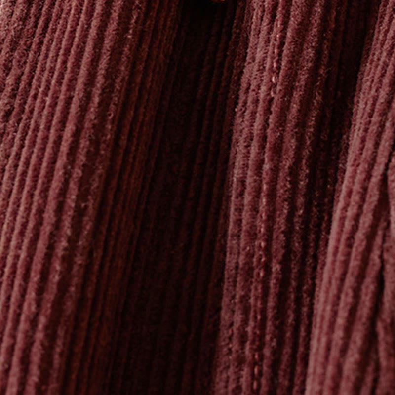 Color Contrast Corduroy Cotton Women's Thermal Fleece-Lined Harem Pants With Pockets