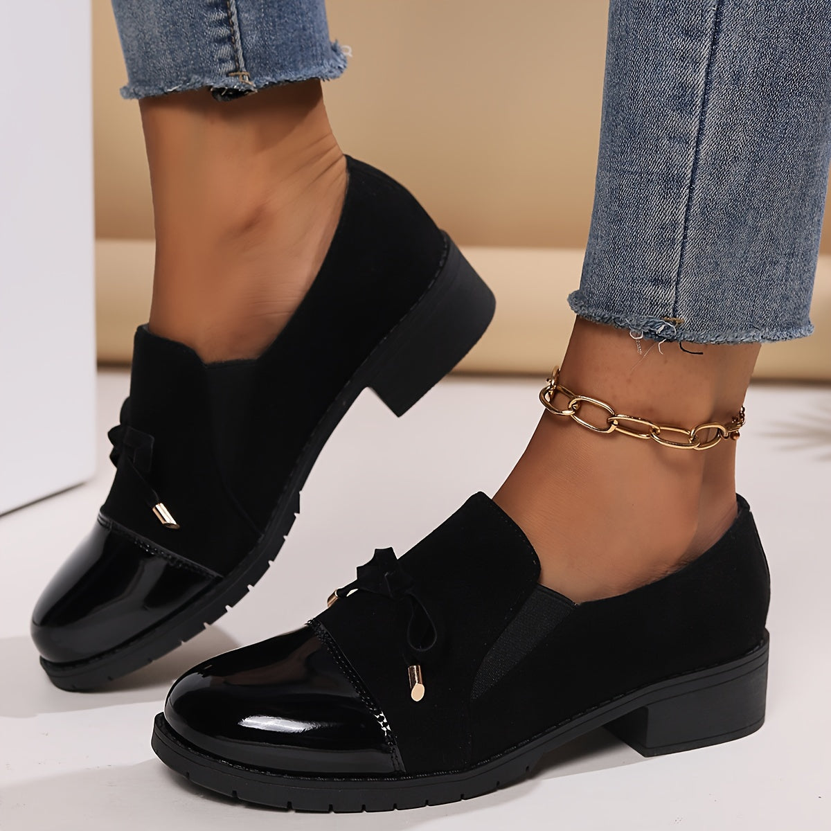 LUCENTE RETRO BOWKNOT LOAFERS