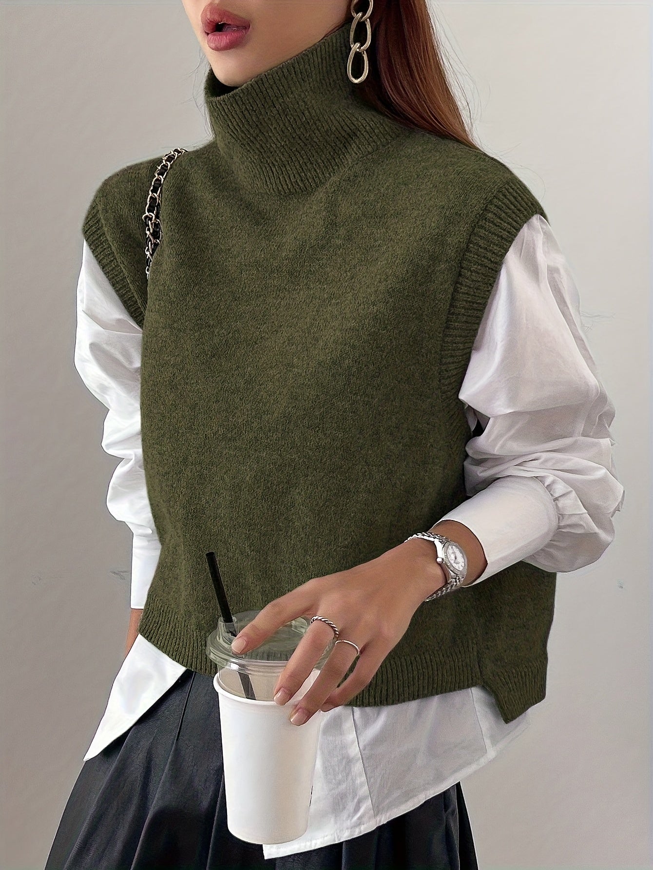 Liora High Neck Knit Vest