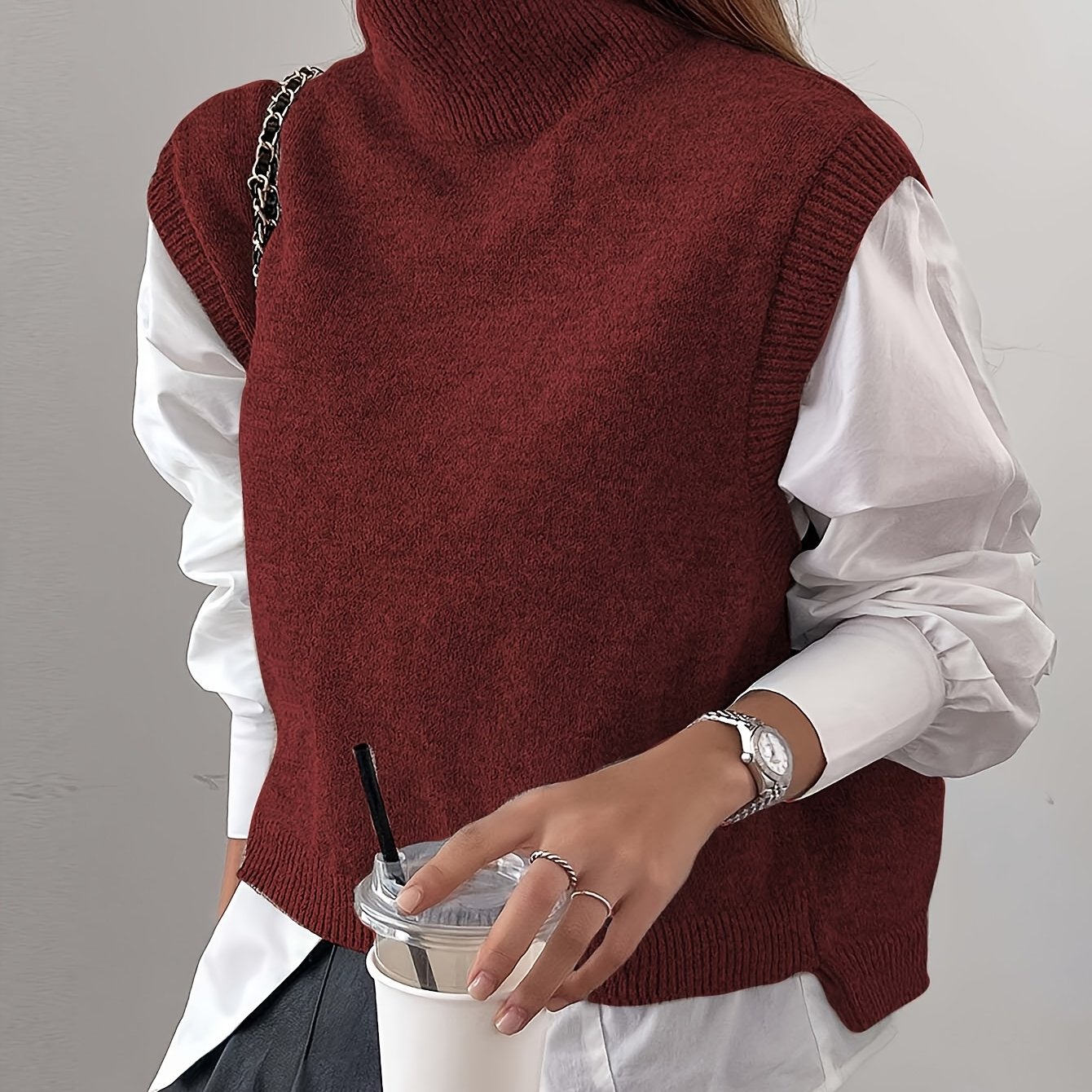 Liora High Neck Knit Vest