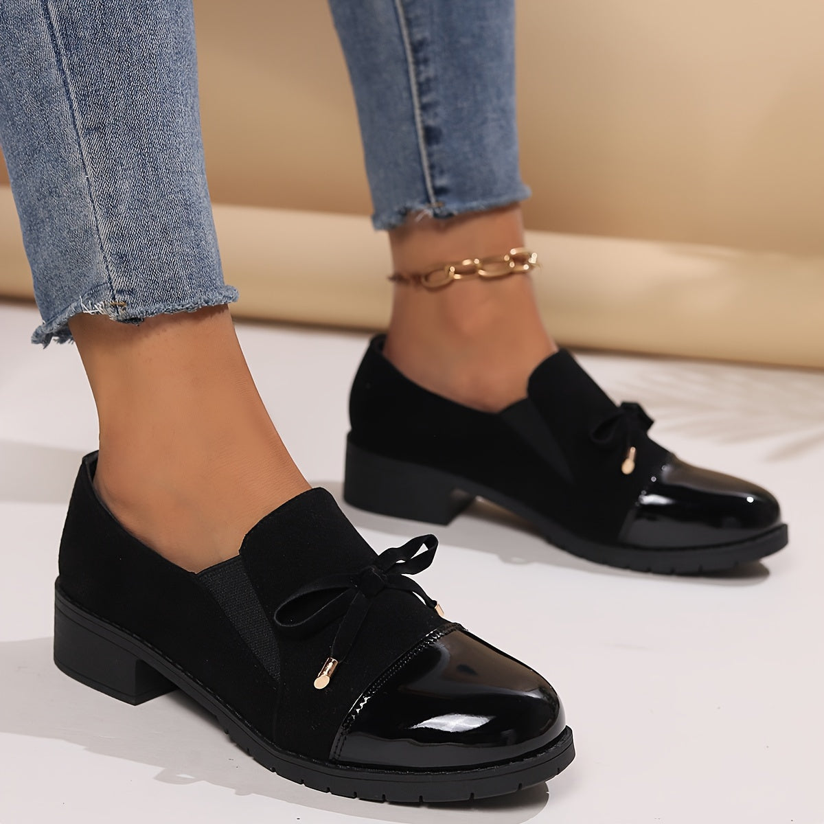 LUCENTE RETRO BOWKNOT LOAFERS