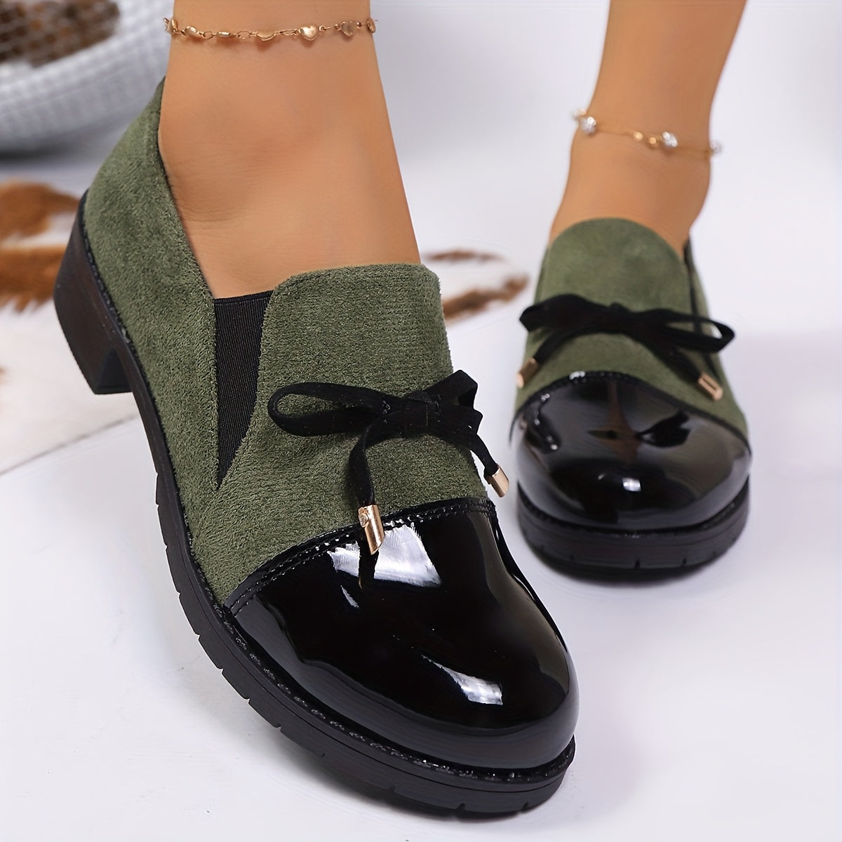 LUCENTE RETRO BOWKNOT LOAFERS