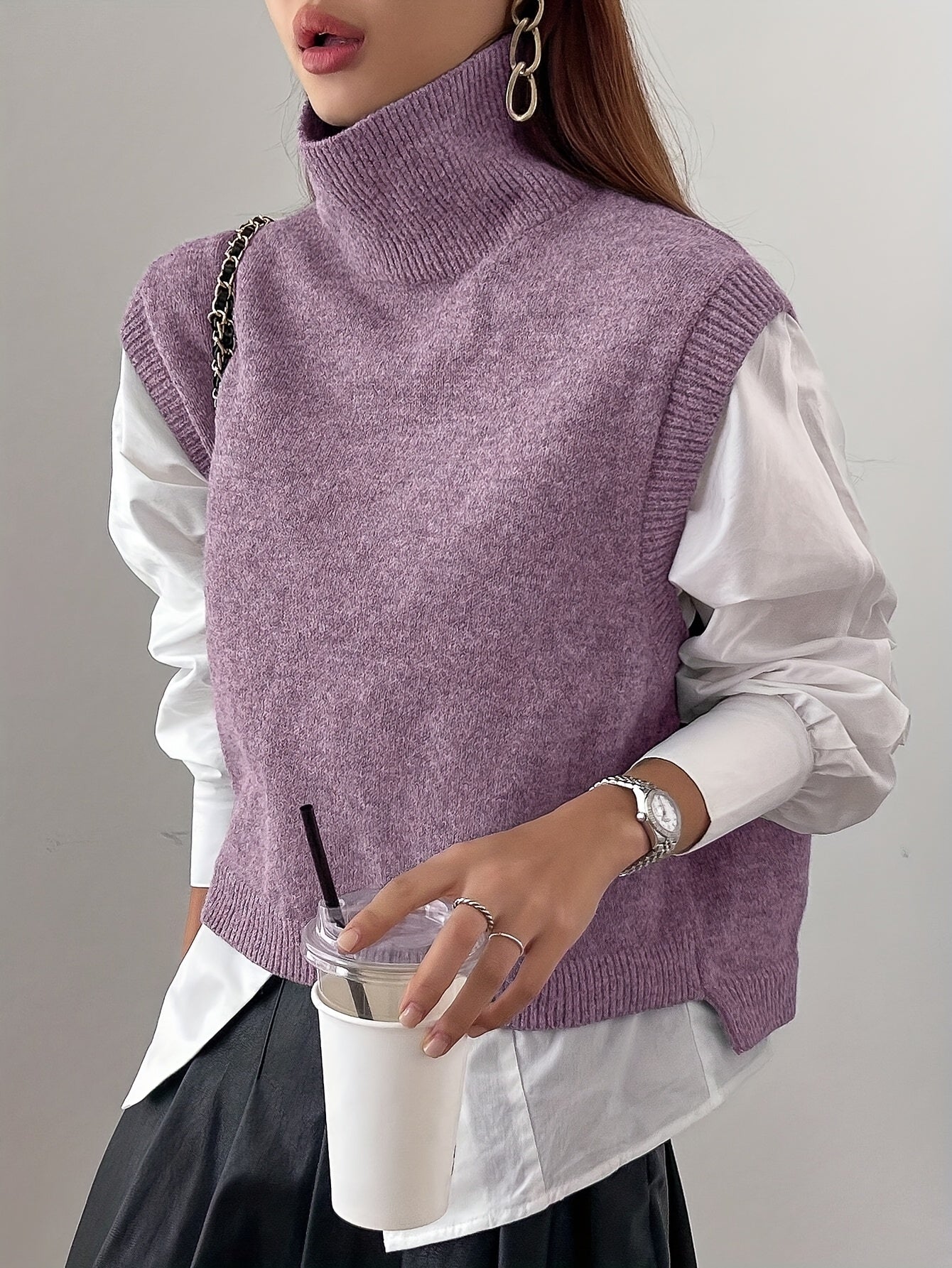 Liora High Neck Knit Vest