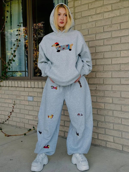 Elindra® Embroidered Pup Barrel Sweatpants