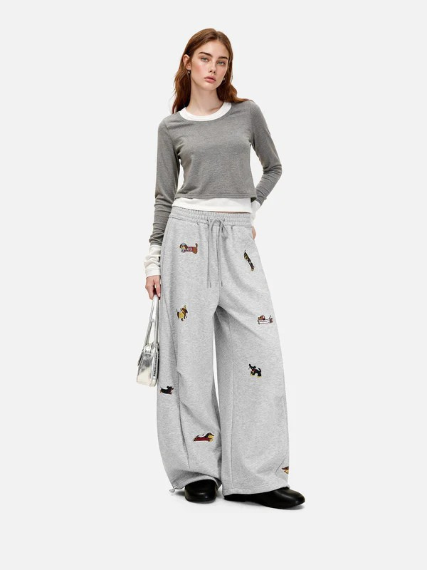 Elindra® Embroidered Pup Barrel Sweatpants