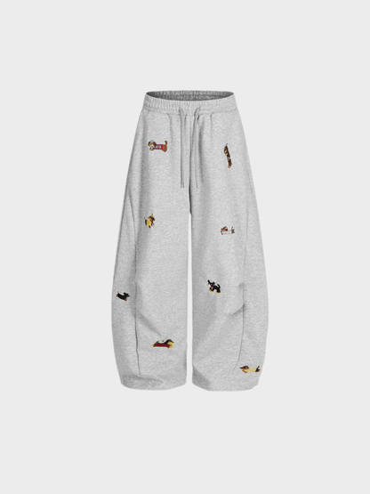 Elindra® Embroidered Pup Barrel Sweatpants