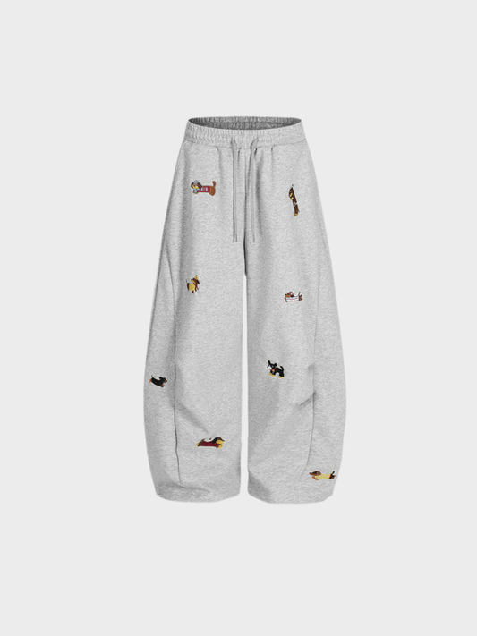 Elindra® Embroidered Pup Barrel Sweatpants