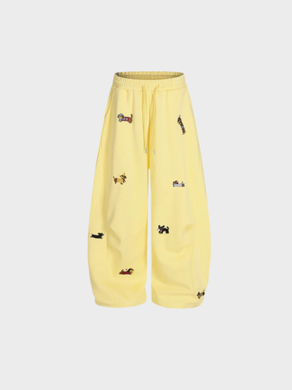 Elindra® Embroidered Pup Barrel Sweatpants