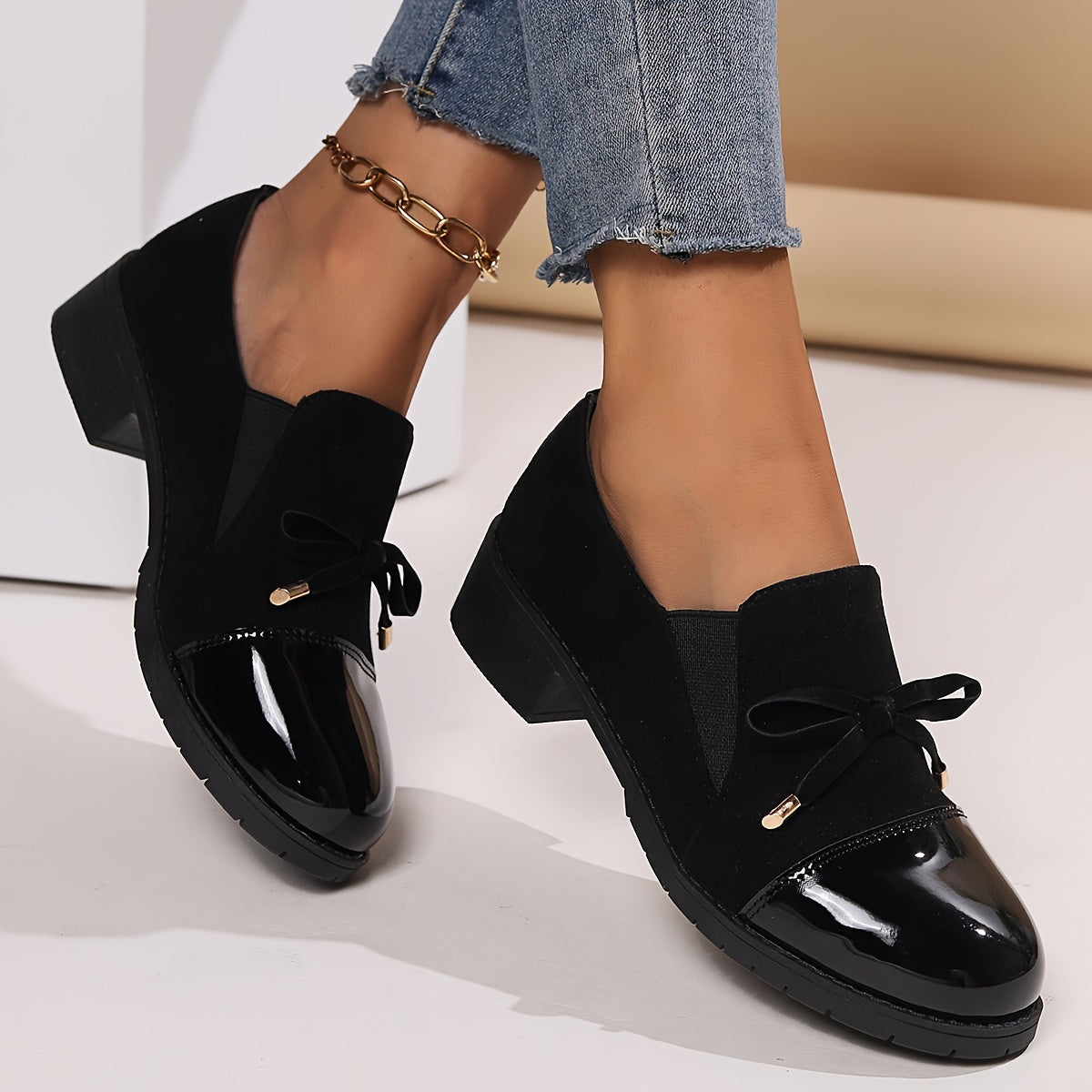 LUCENTE RETRO BOWKNOT LOAFERS