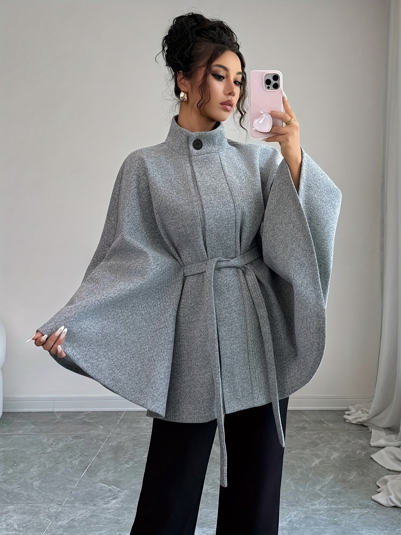 AURELIA BELTED CAPE COAT