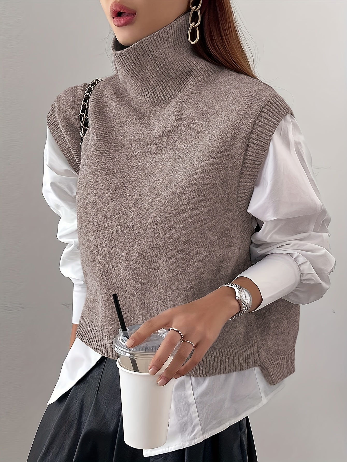 Liora High Neck Knit Vest
