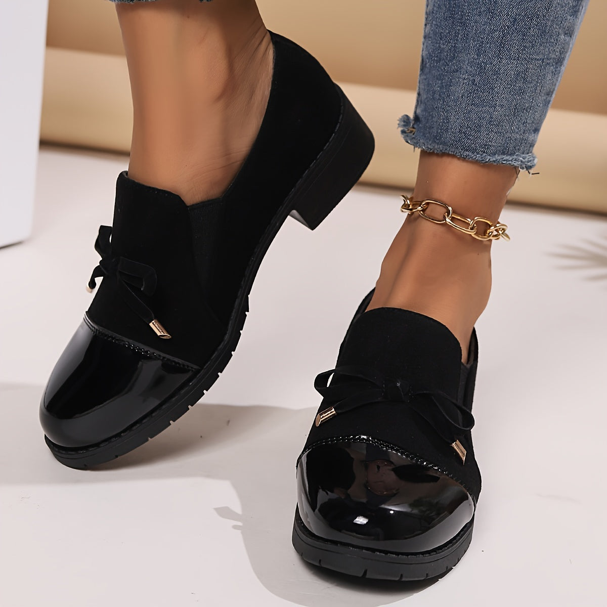 LUCENTE RETRO BOWKNOT LOAFERS
