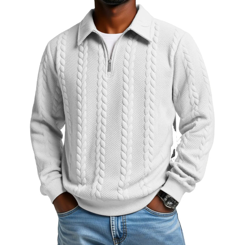 New arrivals offer-Men's Casual Half-Zip Cable-Knit Sweater