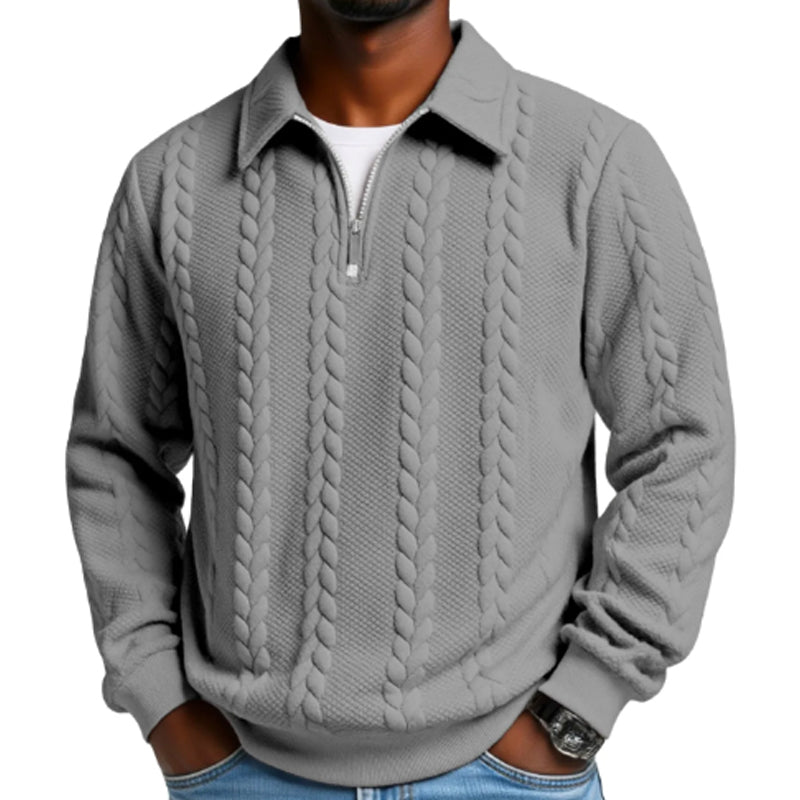 New arrivals offer-Men's Casual Half-Zip Cable-Knit Sweater