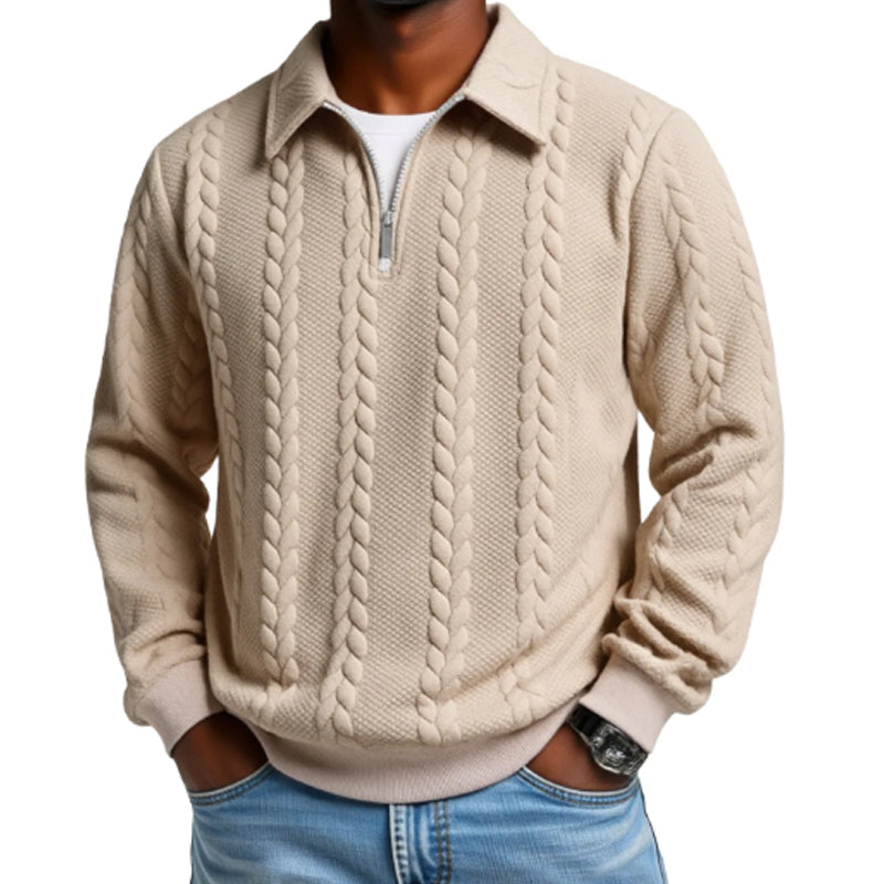 New arrivals offer-Men's Casual Half-Zip Cable-Knit Sweater