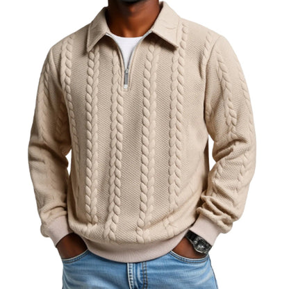 New arrivals offer-Men's Casual Half-Zip Cable-Knit Sweater