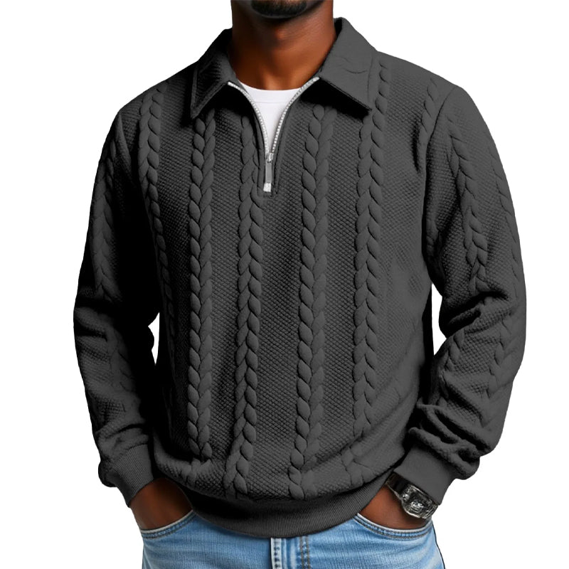 New arrivals offer-Men's Casual Half-Zip Cable-Knit Sweater