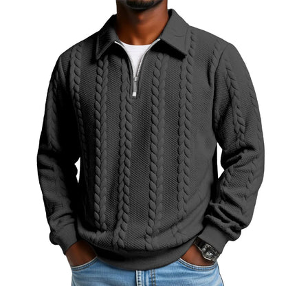 New arrivals offer-Men's Casual Half-Zip Cable-Knit Sweater