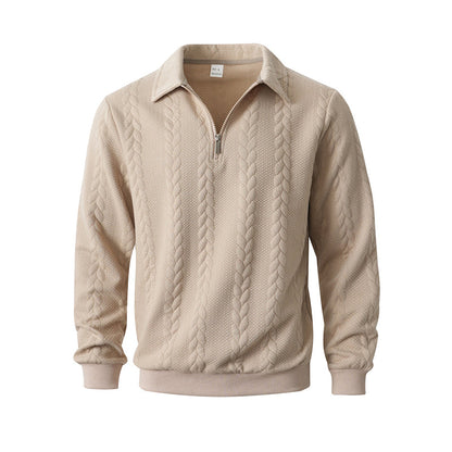New arrivals offer-Men's Casual Half-Zip Cable-Knit Sweater