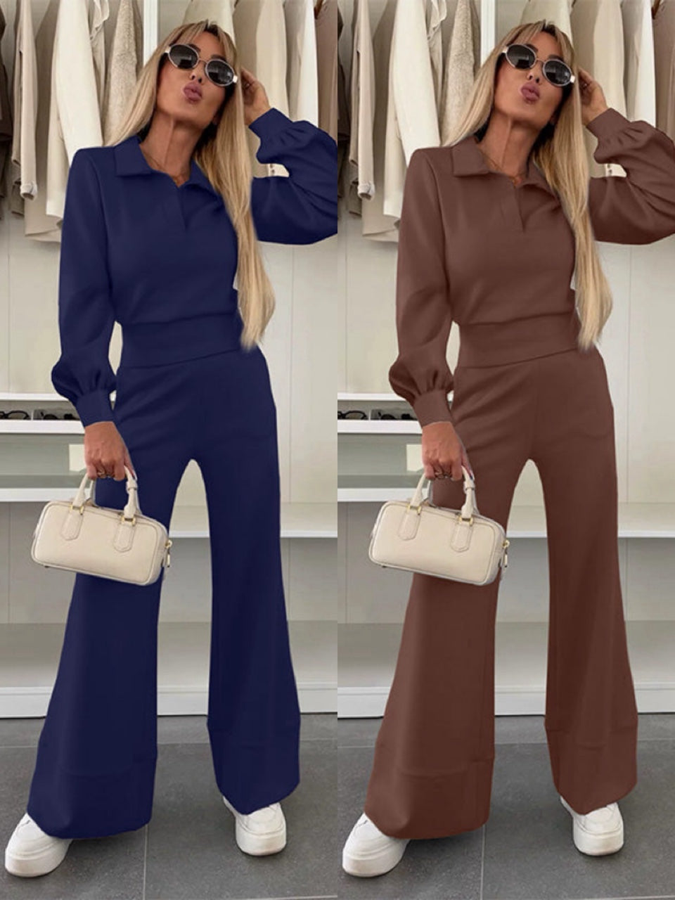 SIENNA LAPEL BLOUSE SET